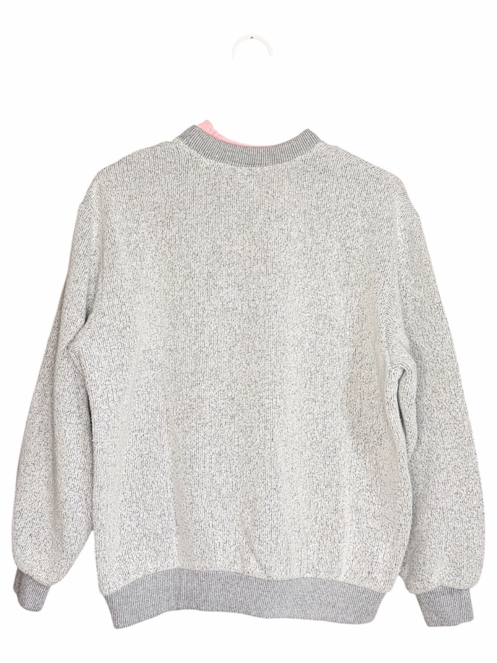 Vintage BonWorth Gray Knit Sweater with Pink Rose Embroidery - Picture 2 of 6